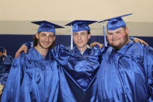 Class of 2023 Rondout Valley High School graduates (left to right) William Maddaloni, Josh VanLeuven, and Sean Hart Jr. pose for a photo prior to the Rondout Valley High School graduation on June 23. 