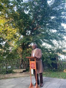 G. Oliver King, in character as the legendary Frederick Douglass, delivers an excerpt from Narrative of the Life of Frederick Douglas during the Fourth Annual Frederick Douglass in Newburgh Day Friday night.