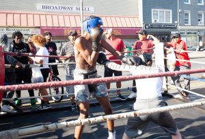 The all-free National Night Out event took place in the City of Newburgh on Tuesday, August 1, 2023. Newburgh Boxing Club put on a demonstration. Hudson Valley Press/CHUCK STEWART, JR.