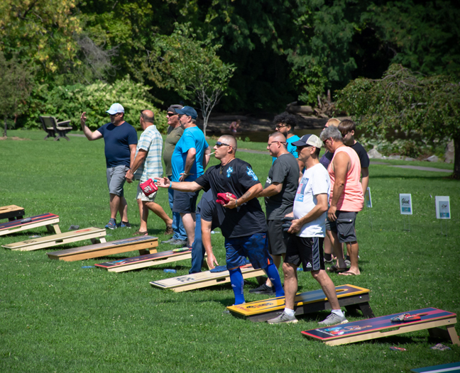 In Flight, Inc.’s “Cornhole for a Cause” presented by MVP Health Care was held at Dutchman’s Landing. Pictured above: Blind Draw Tournament.