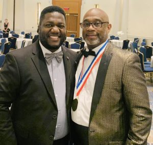 HRH King Geoffrey Wayabire of the Bugwere Kingdom in Uganda poses with The Honorable Mayor Spencer C. Lofton Sr. who gave speeches and received The Presidential Lifetime Achievement Award at The Third Annual HBIU Presidential Lifetime Achievement Awards Gala.