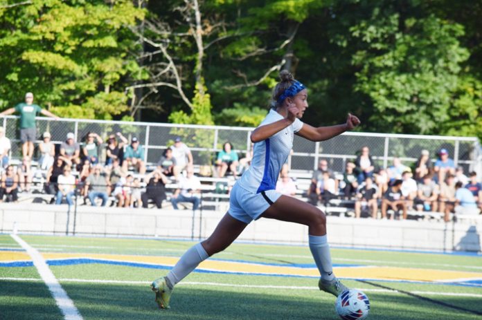 Alexis DeLeo, pictured, played another good-looking ball in toward the box and Katie Buquicchio, got on the other end for the go-ahead score. Photo: Monica D’Ippolito