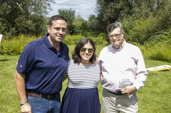 Left to Right: County Executive Steve Neuhaus, Kaitlynn Lancellotti (Executive Director of Vision Hudson Valley), and Jim Delaune (Executive Director of Orange County Land Trust) pose for a photo.