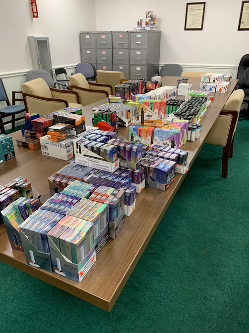 A photo from one of the largest illegal vape sales the County Health Department has come across in the history of the Adolescent Tobacco Use Prevention Act (ATUPA) program which occurred last week.