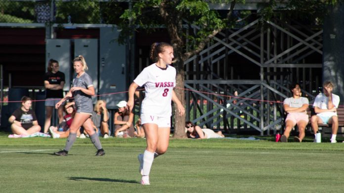 Maddie Wolf scored for the first time in her soccer career at Vassar College Saturday afternoon.