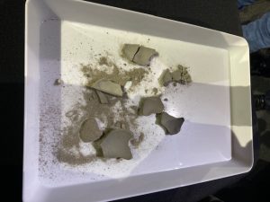 When a steel box found at the base of the Thaddeus Kosciuszko Monument on the grounds of the United States Military Academy was opened last week, all that was found were the silt pieces shown here which will be further examined in the future for any potential clues they may possess to unlocking close to 200 year old history.
