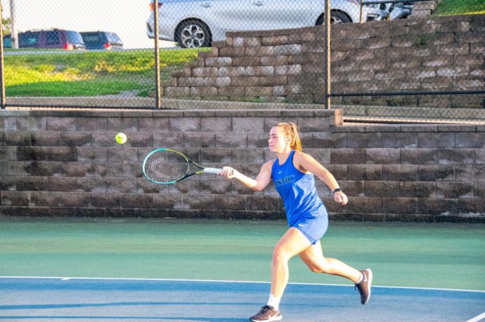 Mount Saint Mary College Women’s Tennis team fought through tough matches, but ultimately fell short to the dominant Cardinals. Photo: D.J. Bevivino