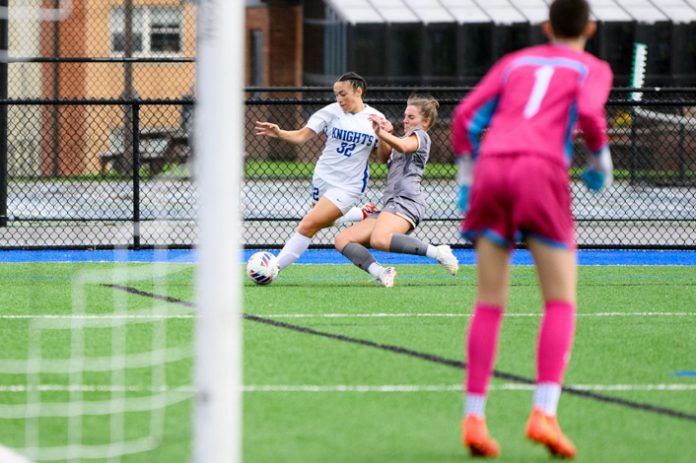 A hard fought second half earned the Mount Saint Mary College soccer team a draw with the Dolphins. Photo: Lee Ferris
