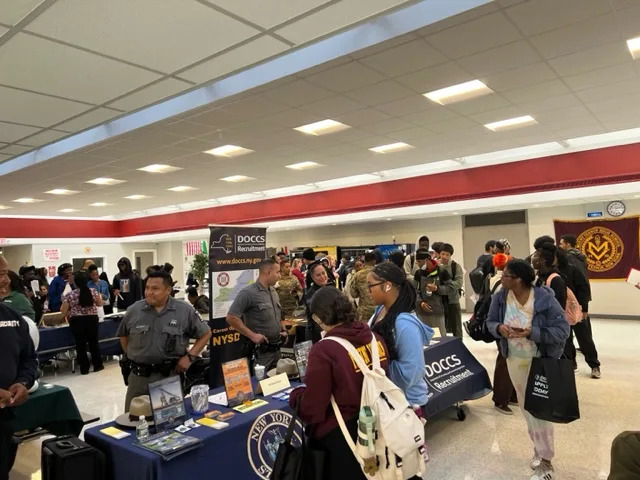 Over a dozen community organizations and companies filled the Mount Vernon High School cafeteria with their tables as they promoted their job openings.