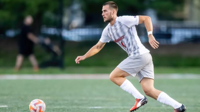 Torge Witteborg scored his first goal of the 2023 season as the Marist men’s soccer team defeated Canisius on the road 3-1 on Saturday. Photo: Carlisle Stockton