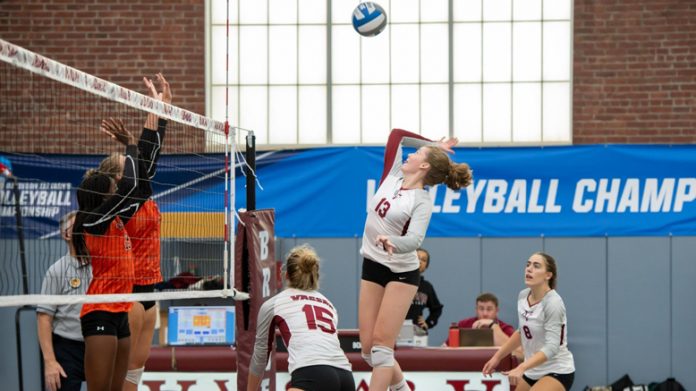The Vassar College Women’s Volleyball team headed north for a road tri-match at Elmira.