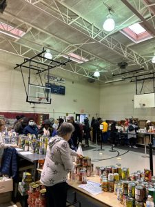 A look inside the building in the City of Newburgh where volunteers were stocking items in preparation for last Saturday’s 25th Annual Loaves and Fishes event, providing food to prepare Thanksgiving meals for over 1,000 people.