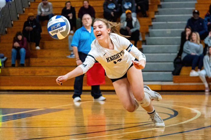 Mount Saint Mary Knights fell to the Gryphons in a 1-3 score after fighting through four sets. Photo: Dave Janosz