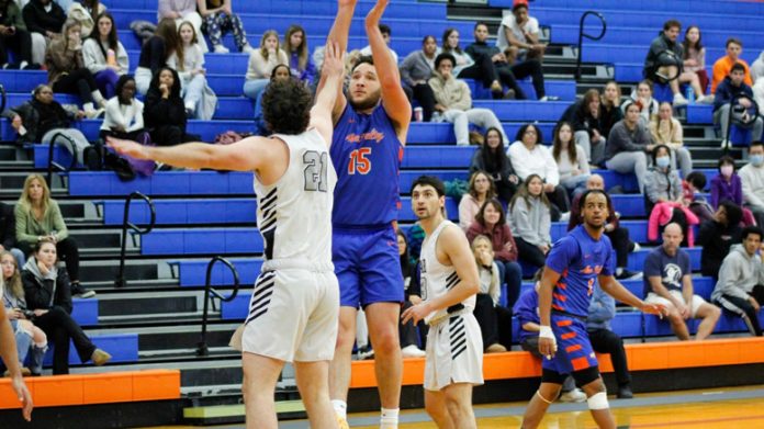 The State University of New York at New Paltz closed out the Hudson Valley Tournament Saturday in its home opener against Bard College and suffered its first loss of the season after falling, 66-64. Photo: Ethan Scully
