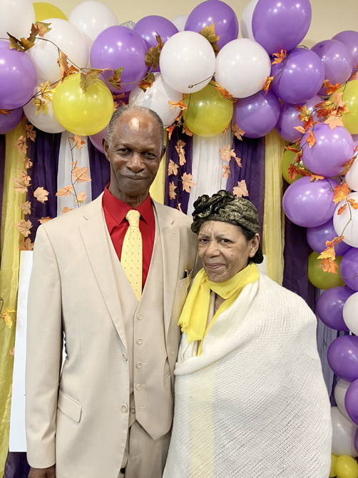 Pastor Ralph Cowan and his wife Prophetess Norma Cowan pose for a photo at his 19th Annual Pastoral Appreciation Celebration.