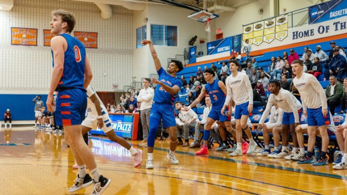 The State University of New York (SUNY) at New Paltz collected another regular season series sweep over Fredonia State on Saturday, in the Hawk Center. Photo: Ethan Scully