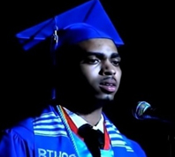 Dr. Eric Jay Rosser, concluded his presentation by sharing a valedictorian speech delivered by Deonte Bridges (pictured above) , a young man with whom he had worked in the Atlanta Public Schools.