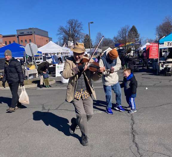 A fiddler could be spotted jumping all around the grounds of the popular, weekly Beacon Farmer’s Market.