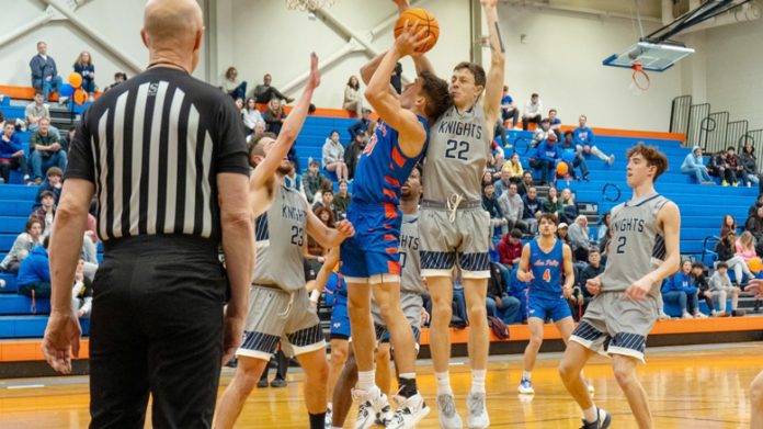 The State University of New York at New Paltz bounced back with a convincing 84-61 win over visiting Geneseo Saturday in the Hawk Center. Photo: Ethan Scully
