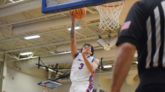 The SUNY New Paltz Hawks defeat hosting Bears, 87-80 to conclude the regular season. Photo: Monica D’Ippolito