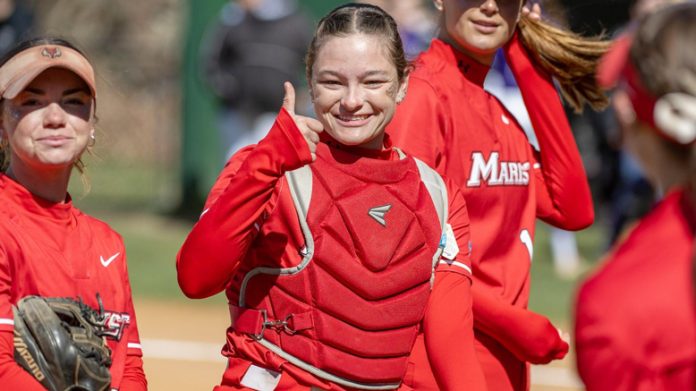 Marist Sophomore catcher Isabella Manory played against her sister Adriana for the first time. Photo: Carlisle Stockton