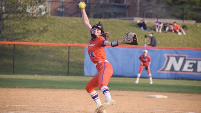 The State University of New York at New Paltz opened up the first day of the Margie Knight Tournament hosted by Salisbury University with two wins over Manhattanville, 2-0 and Muhlenberg, 7-5 (8 innings). Photo: Monica D’Ippolito