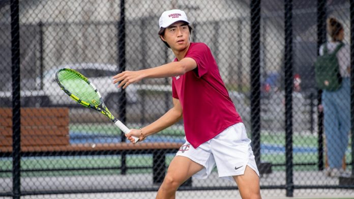 First Year Eugene Lee earned the Brewers’ win against the Tigers at second singles. Photo: Carlslie Stockton