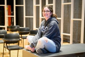 Mount Saint Mary College Nursing major Kylie Dragonetti of Massapequa, N.Y., seen here in the college’s theatre, will graduate on Saturday, May 18. Photo: Lee Ferris