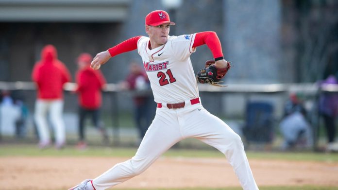 Tyler Hartley earned the win for the Red Foxes in game one. Photo: Carlisle Stockton