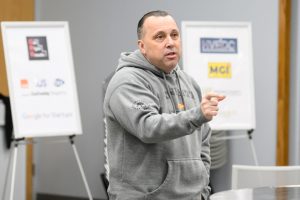 Domenic Baiocco, a Sales Team Leader and Commercial Lender from Wallkill Valley Federal Savings and Loan, was a mentor at the third annual Techstars Weekend at Mount Saint Mary College.  Photo: Lee Ferris.