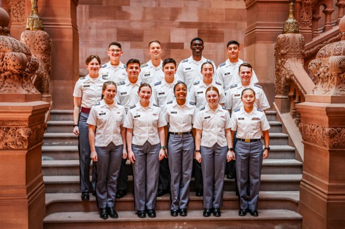 Senator James Skoufis (D-42nd District) and Chris Eachus (D-99th District) welcomed cadets and leadership from the U.S. Military Academy at West Point on Tuesday, April 9, as they visited the Capitol to commemorate the West Point Day, an annual tradition.