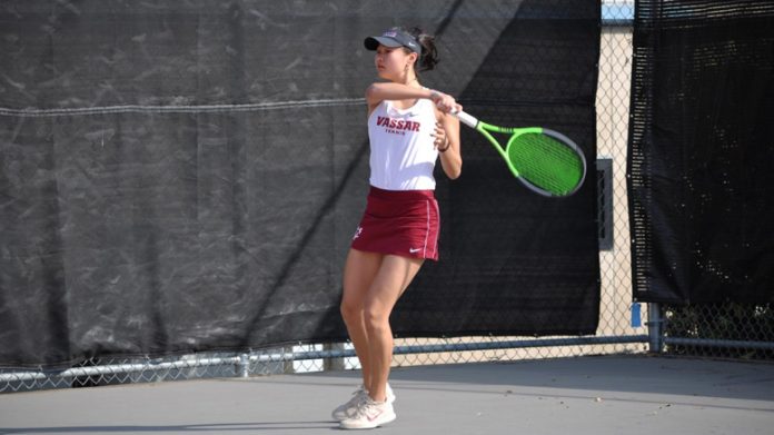 The #28 Vassar College Women’s Tennis team won for the sixth straight outing on Saturday following an 8-1 Liberty League victory over St. Lawrence. Photo: Carlisle Stockton