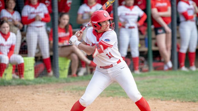 McDonald set a new single-season hits record for Marist with her 73rd hit of the season in the first inning. Photo: Carlisle Stockton