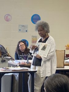 Kate Hymes, Vice President at the Dr. Margaret Wade-Lewis Black History and Cultural Center, who is also Ulster County Poet Laureate, visited the students at the Ulster BOCES Center for Innovative Teaching & Learning at Port Ewen and read poetry highlighting Kingston’s rich history.