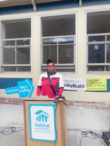 Penny, the new home owner of 116 William Street in the City of Newburgh, expresses her deep appreciation for Habitat for Humanity of Greater Newburgh as well as others involved in her incredible journey to home ownership, at Saturday’s House Dedication.