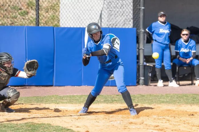 The Mount Saint Mary College softball team locked up the #4 seed in the Skyline Conference Playoffs with two wins over Yeshiva. Photo: Lee Ferris
