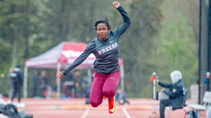 Junior Jahmilia Dennis cracked the top-22 in Division III this season with a new school record. Photo: Carlisle Stockton