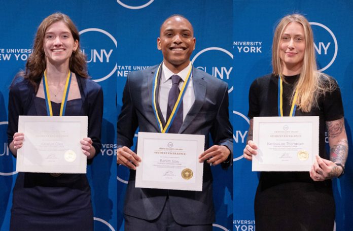 From left are: Katelyn Oles, Rahim Sow and KarissaLee Thompson.
