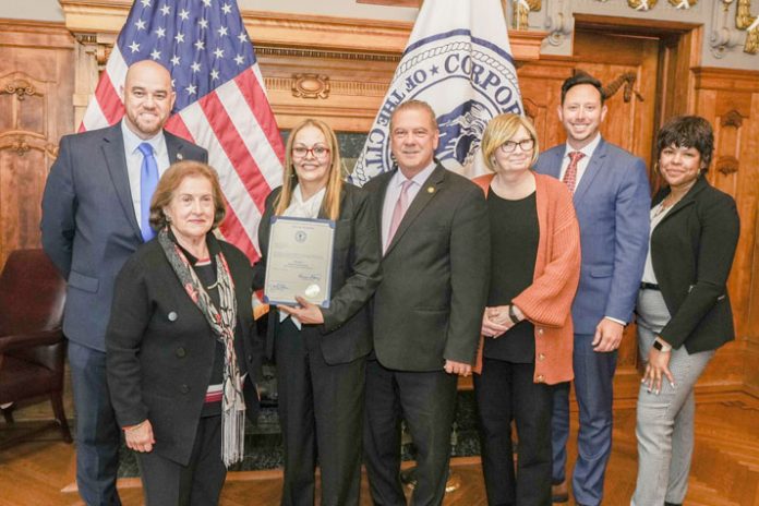 Mayor Mike Spano recently swore in former Yonkers City Councilmember and community leader Lorraine Lopez to the Yonkers Board of Education.