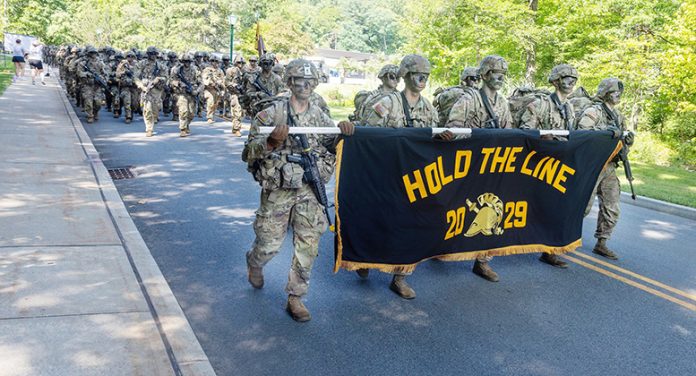 New Cadets from the U.S. Military Academy Class of 2029 complete summer training with Marchback from Lake Frederick to West Point on Aug. 11. Photo: Eric S. Bartelt