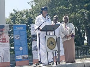 City of Poughkeepsie 5th Ward Councilwoman, Ondie James, speaks at Saturday’s Annual Frederick Douglass Day event.