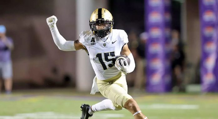 Army slot back Noah Short had 127 rushing yards against ECU. Photo: Danny Wild