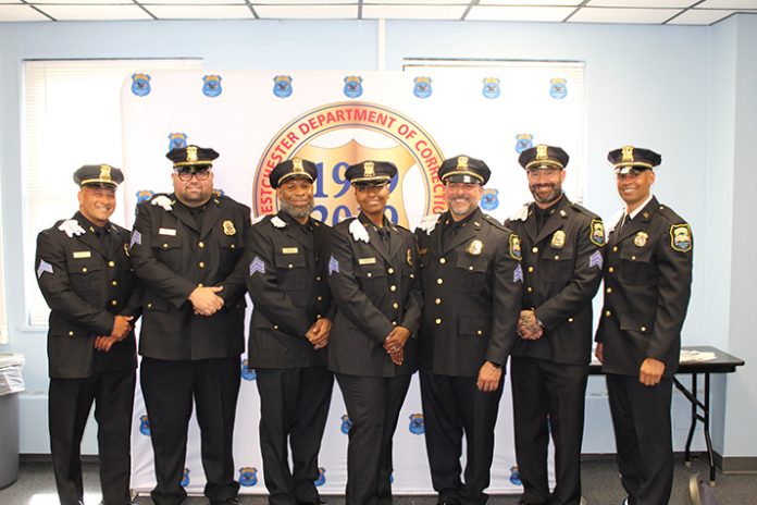 Westchester County Department of Correction swears in newly promoted Assistant Warden and Seven Sergeants.