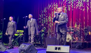 Stylistics members Arrion Love, Herb Murrell, and Jason Sharp perform at The Paramount Theatre.