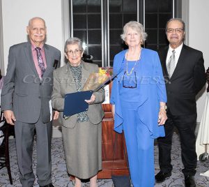 Peter Gonzalez, Honoree Sister Yilana Hernandez, Dr. Karen Eberle-McCarthy and Angel Figeuroa pose for a photo as Latinos Unidos of the Hudson Valley hosted its 19th annual Hispanic Heritage Cultural Celebration on Saturday, October 25 at The Powelton Club. Hudson Valley Press/CHUCK STEWART, JR.