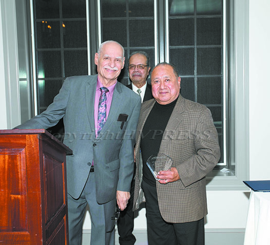Peter Gonzalez and Honoree Rene Campos pose for a photo as Latinos Unidos of the Hudson Valley hosted its 19th annual Hispanic Heritage Cultural Celebration on Saturday, October 25 at The Powelton Club. Hudson Valley Press/CHUCK STEWART, JR.