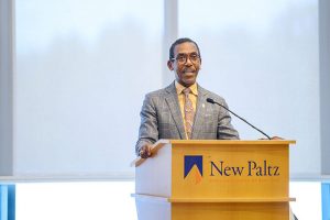SUNY New Paltz President Dr. Darrell P. Wheeler offers remarks.