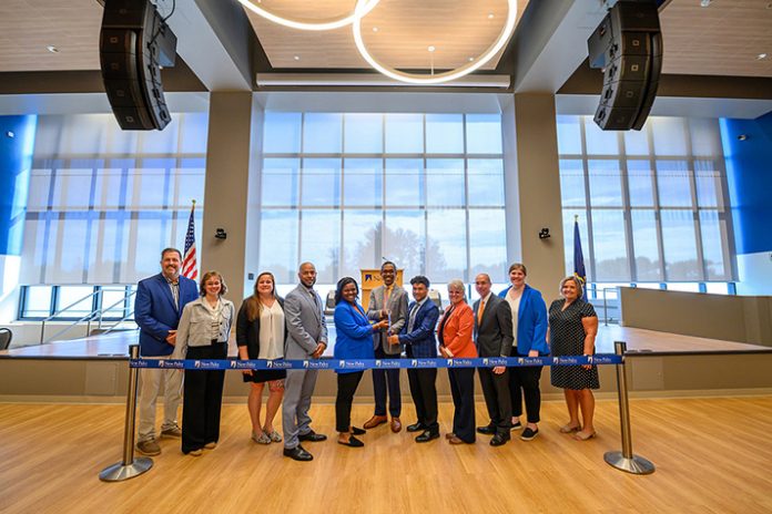 To celebrate the major renovation and reconfiguration of the SUNY New Paltz Student Union Building, a ceremonial ribbon cutting was held.