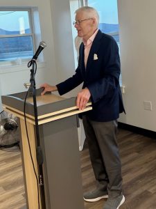 Ernst “Nick” Ohnell, a major financial contributor whose family name appears at the new center for arts and education for youth- The Boys & Girls Club of Newburgh Ohnell Family Center-on 74 Broadway in the City of Newburgh, speaks at Thursday’s opening ceremony.