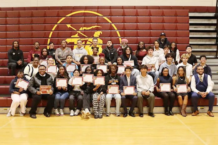 FallsSportsAwards-20 Twenty-eight student-athletes were honored Thursday for their sportsmanship and academic achievement during the Fall Sports Recognition Celebration.